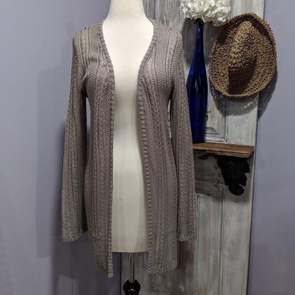 MAK sweater Sweaters - MAK Sweater taupe open-weave long-sleeve cardigan